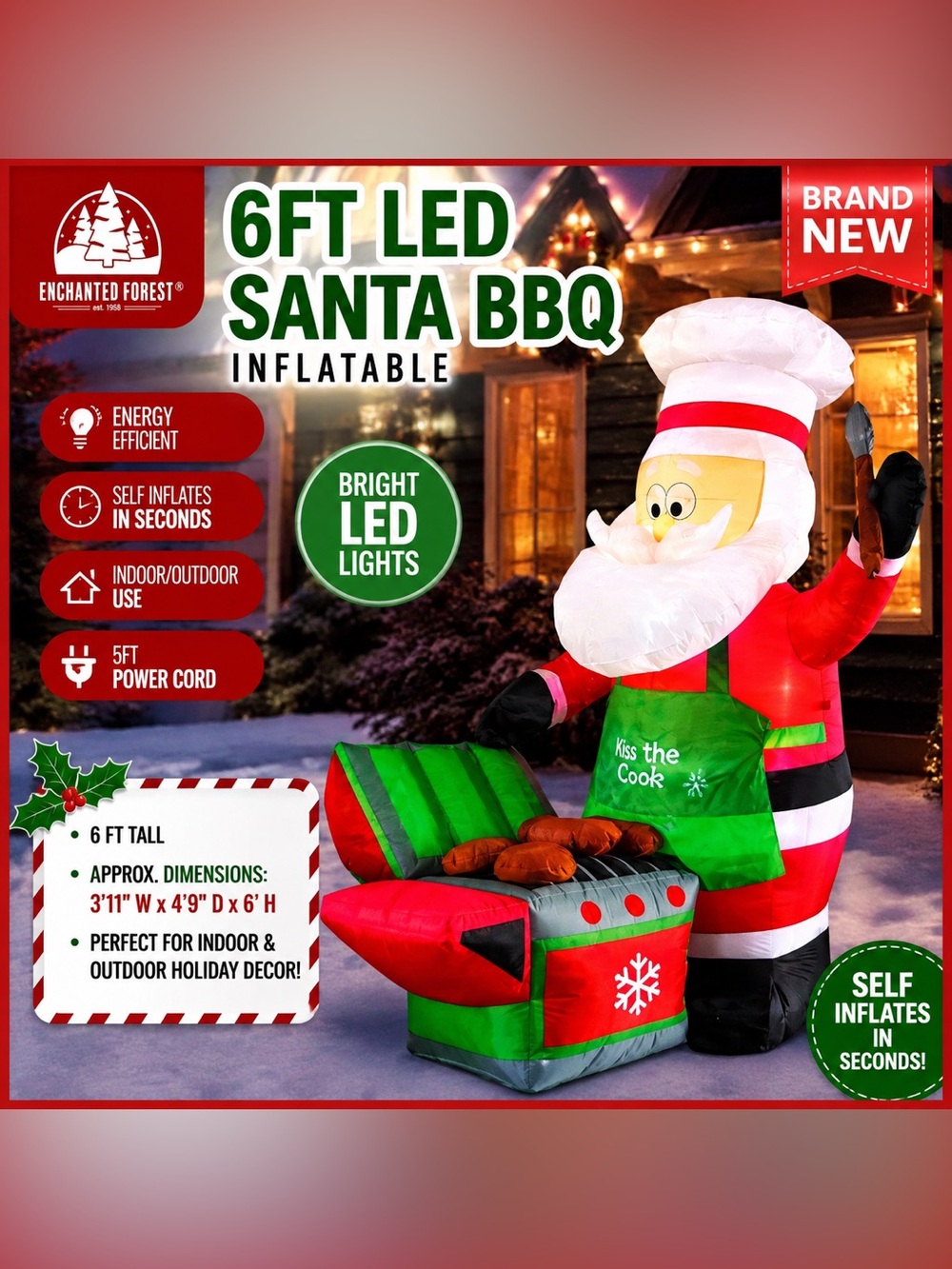 6 FT LED Santa BBQ Christmas Inflatable